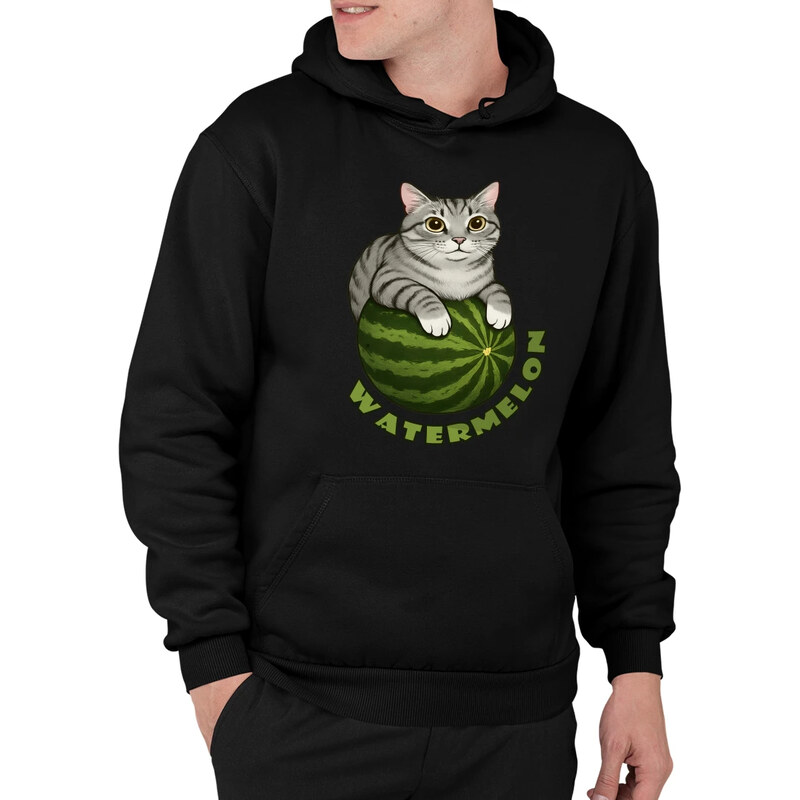 E-shop Garibald Watermelon - mačka na melóne - pánska mikina s potlačou