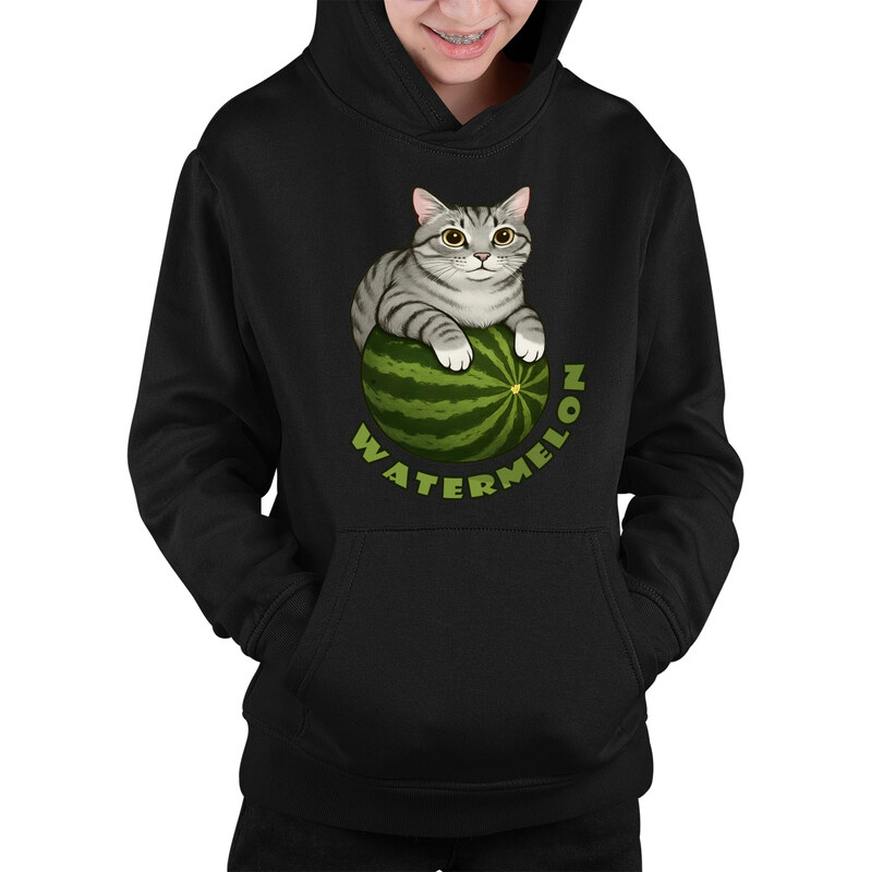 E-shop Garibald Watermelon - mačka na melóne - detská mikina s kapucňou