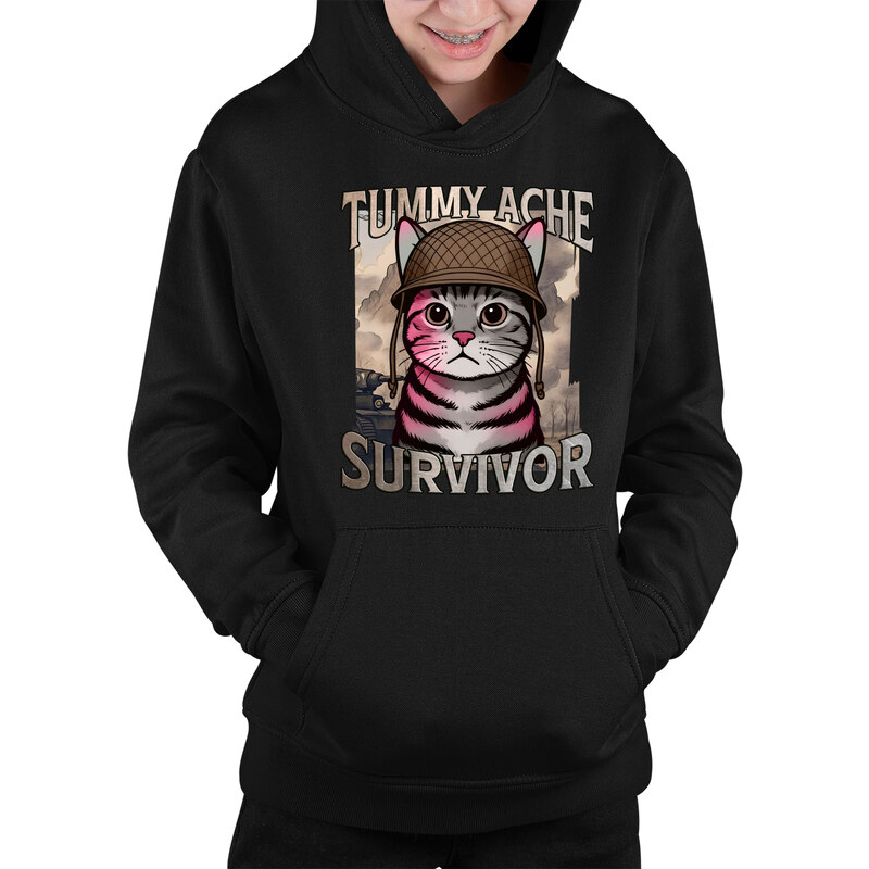 E-shop Garibald Tummy ache survivor - mačací vojak - detská mikina s