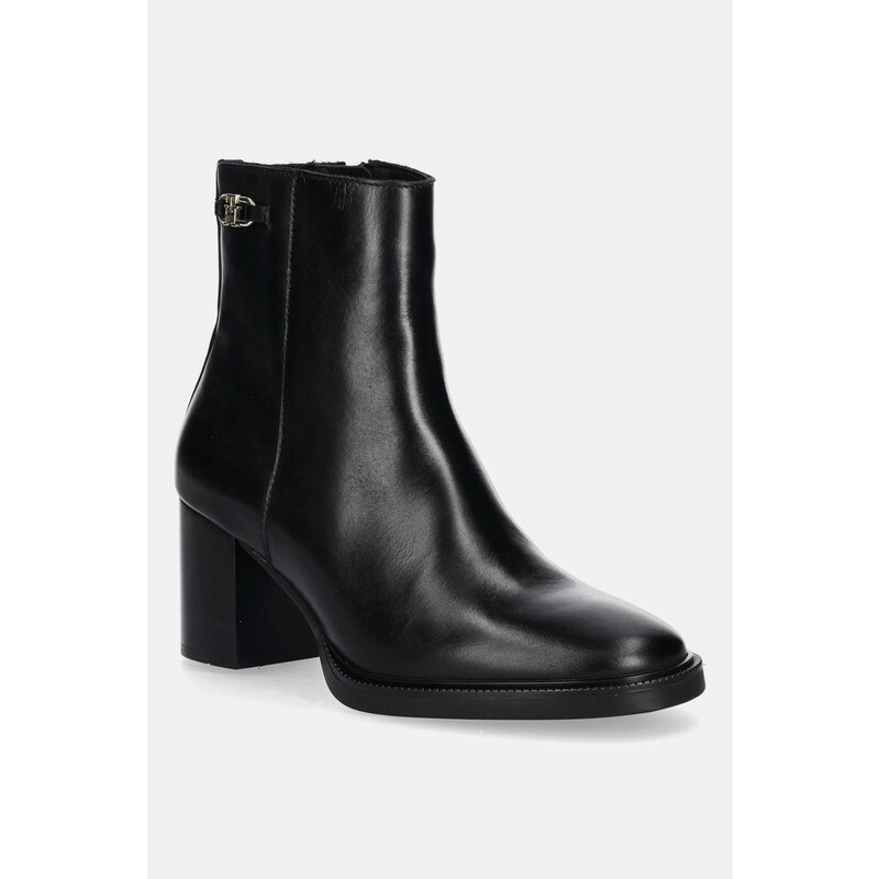 Kožené členkové topánky Tommy Hilfiger STACKED HEEL LEATHER ANKLE BOOT 64897699