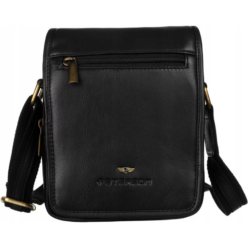 Trendy pánska kožená crossbody taška Peterson Hamis, čierna 66399605