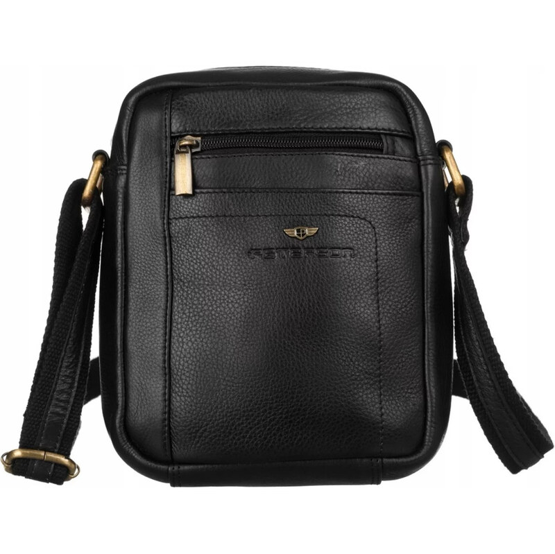 Trendy pánska kožená crossbody taška Peterson Kalman, čierna 66399606
