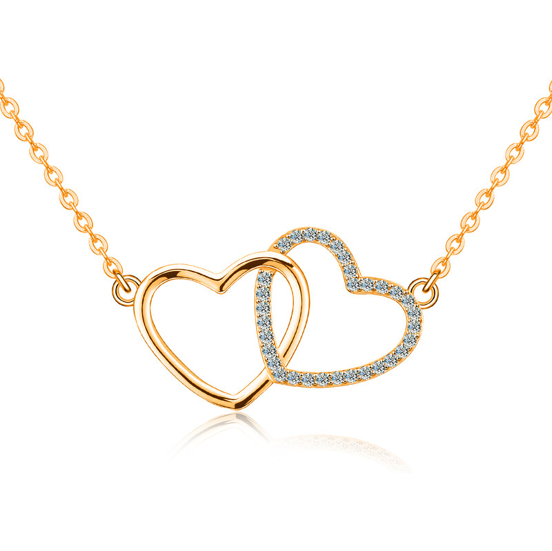 Olivie Stříbrný náhrdelník ROSE MOISSANITE DVĚ SRDCE 9808 64908358
