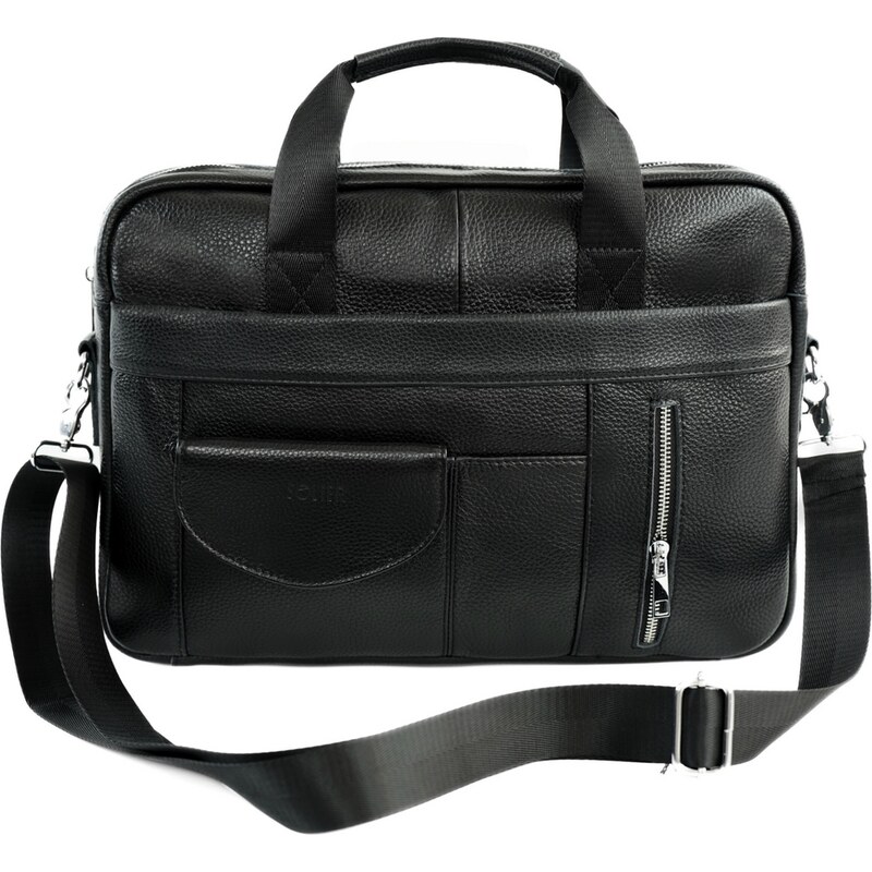 Solier Pánska čierna kožená taška na notebook BRANN SL49 BRANN BLACK 64896816