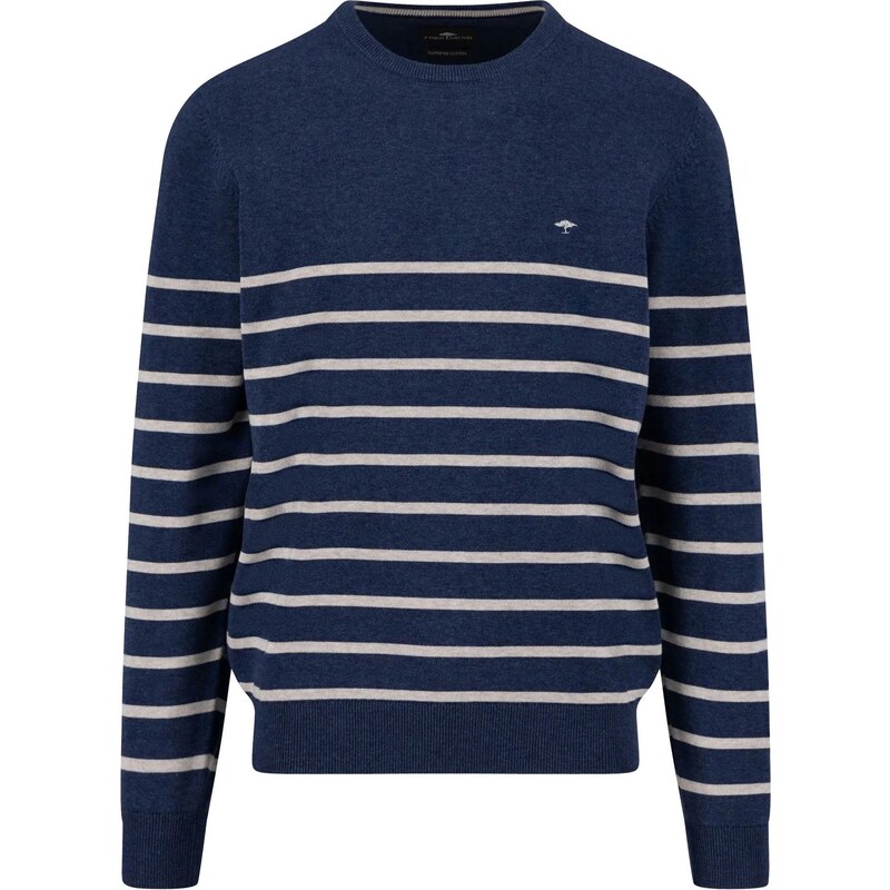 Pánsky modrý bavlnený pulóver s prúžkom FYNCH-HATTON 64896820