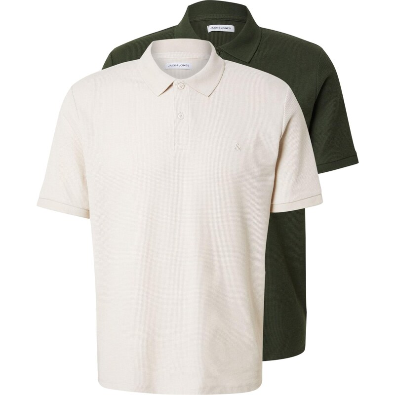 JACK & JONES Tričko JJEAUSTIN béžová / tmavozelená 64959182