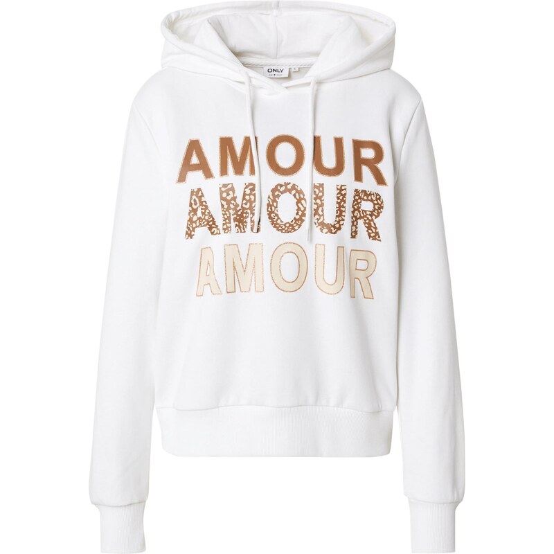 ONLY Mikina ONLMAIA krémová / hnedá / biela 65658884