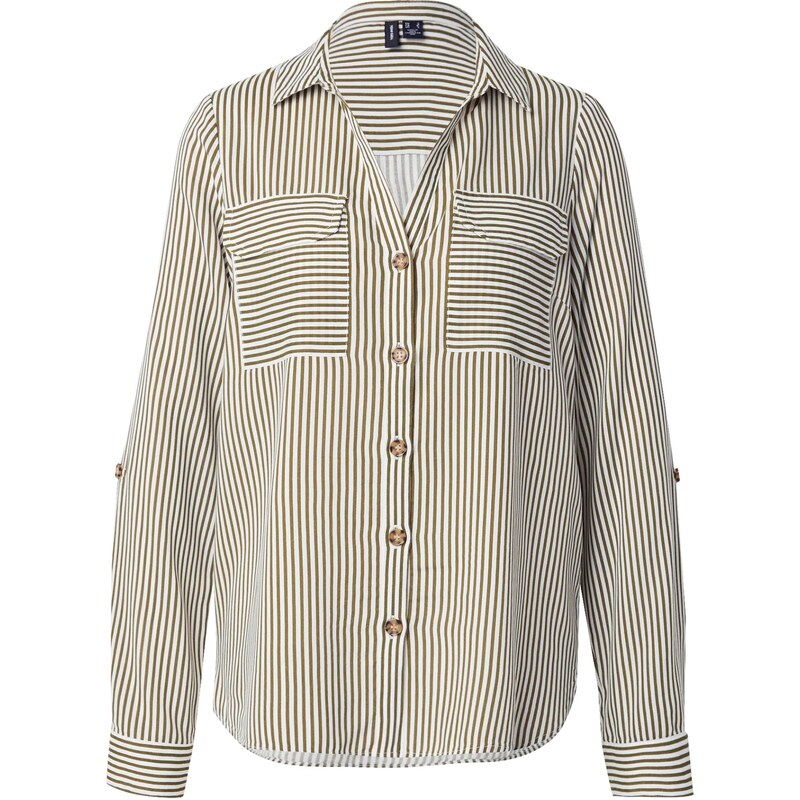 VERO MODA Blúzka BUMPY olivová / biela 65659464