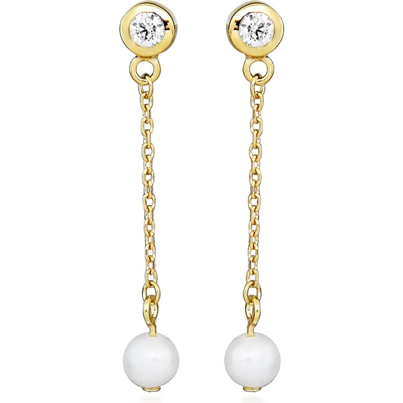 Silver Cat Visiace pozlátené náušnice s perlami a kubickými zirkónmi 66581186