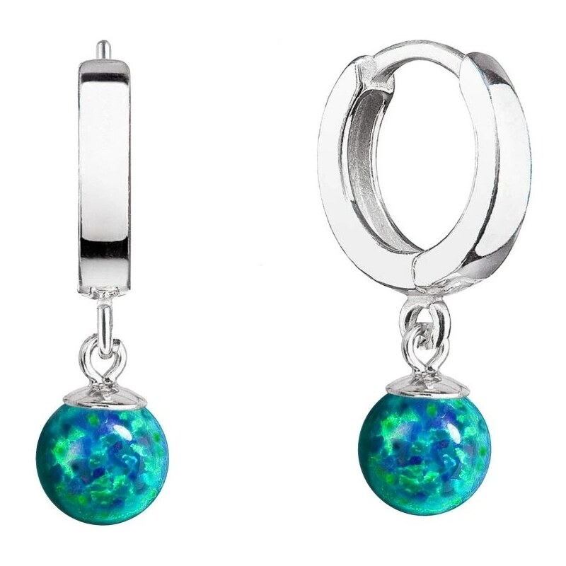 Evolution Group Strieborné kruhy s visiacim syntetickým opálom 11404.3 66580654