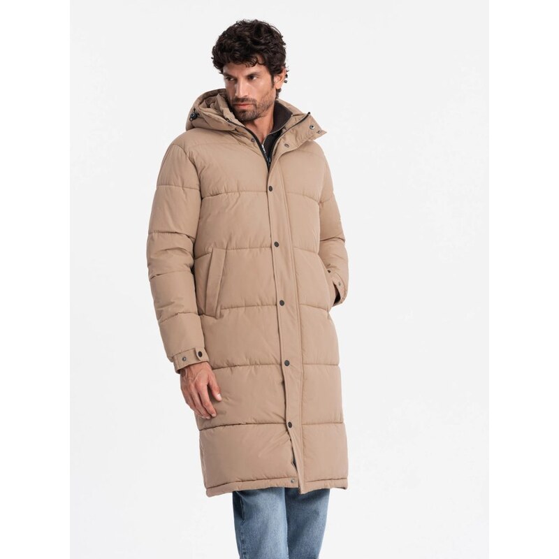Ombre Clothing Nadčasová prešívaná béžová pánska parka V2 JALJ-0190 65638673