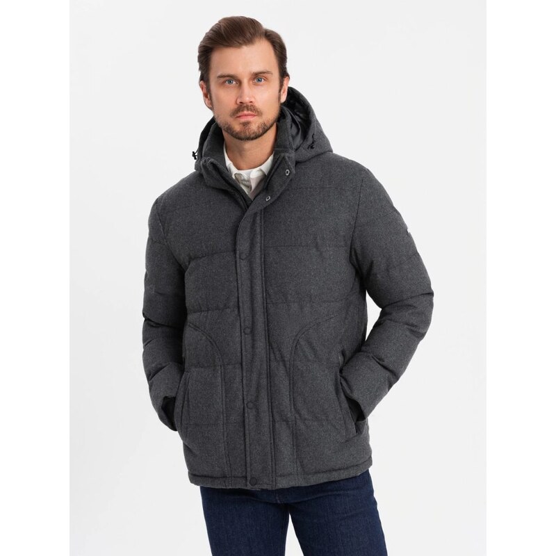 Ombre Clothing Nadčasová prešívaná čierna pánska bunda V2 JAHP-0203 65638718