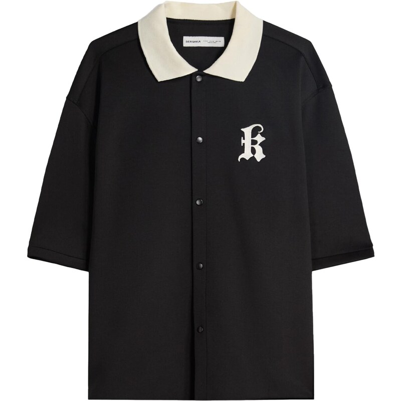 Bershka Košeľa čierna / biela 65886596