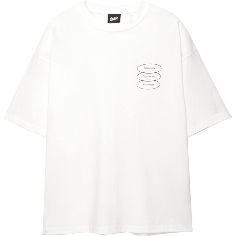 Pull&Bear Tričko GHOST MODE rosé / čierna / biela 65475096