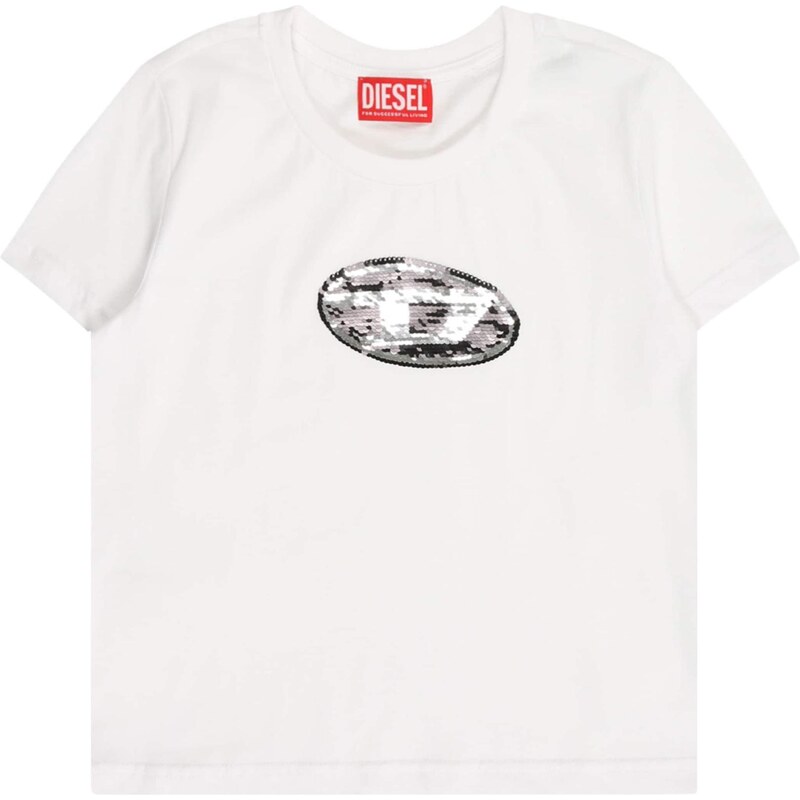 DIESEL Tričko čierna / strieborná / biela 65292482