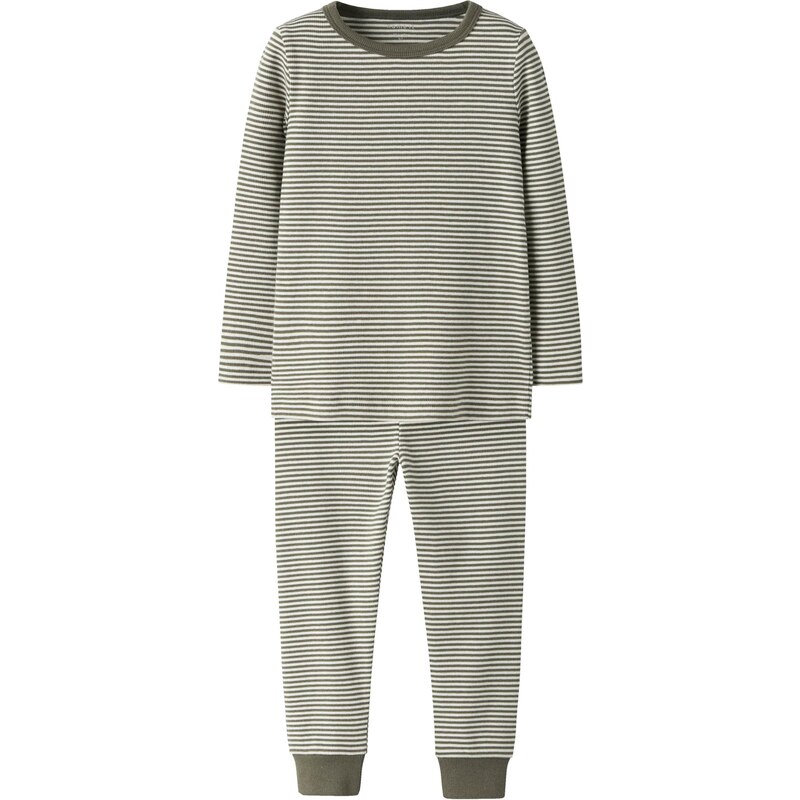 NAME IT Pyžamo olivová / biela 64907896