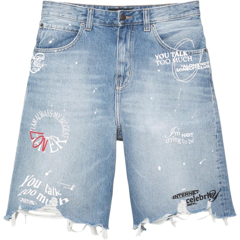 Pull&Bear Džínsy modrá denim / červená / čierna / biela 65035727