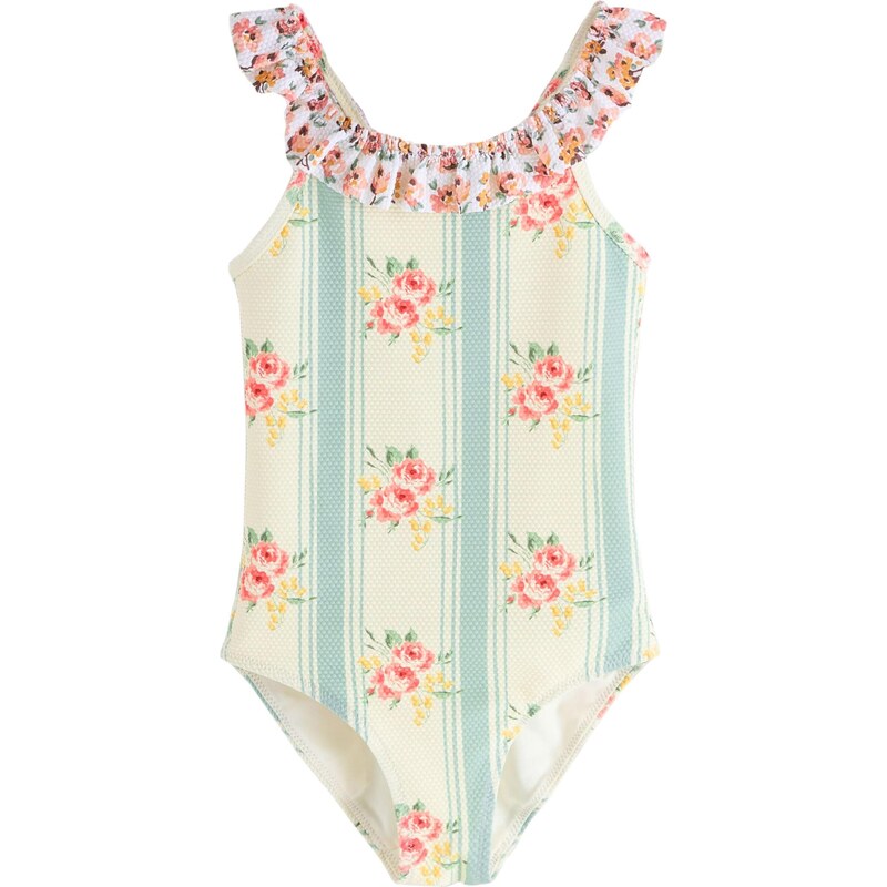 Next Jednodielne plavky jedľová / svetlozelená / tmavooranžová 65834792