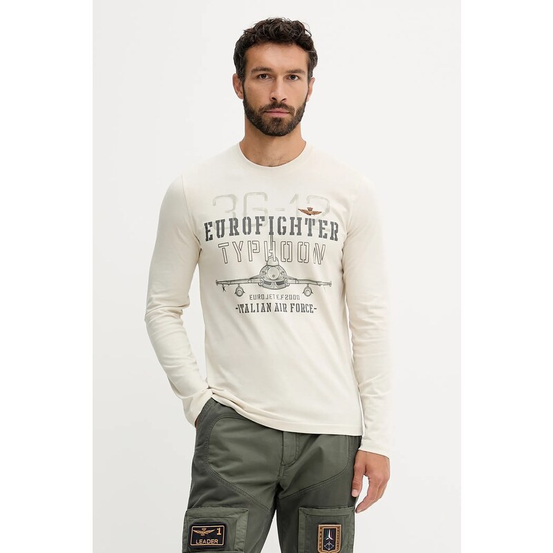 Bavlnené tričko s dlhým rukávom Aeronautica Militare 64915312