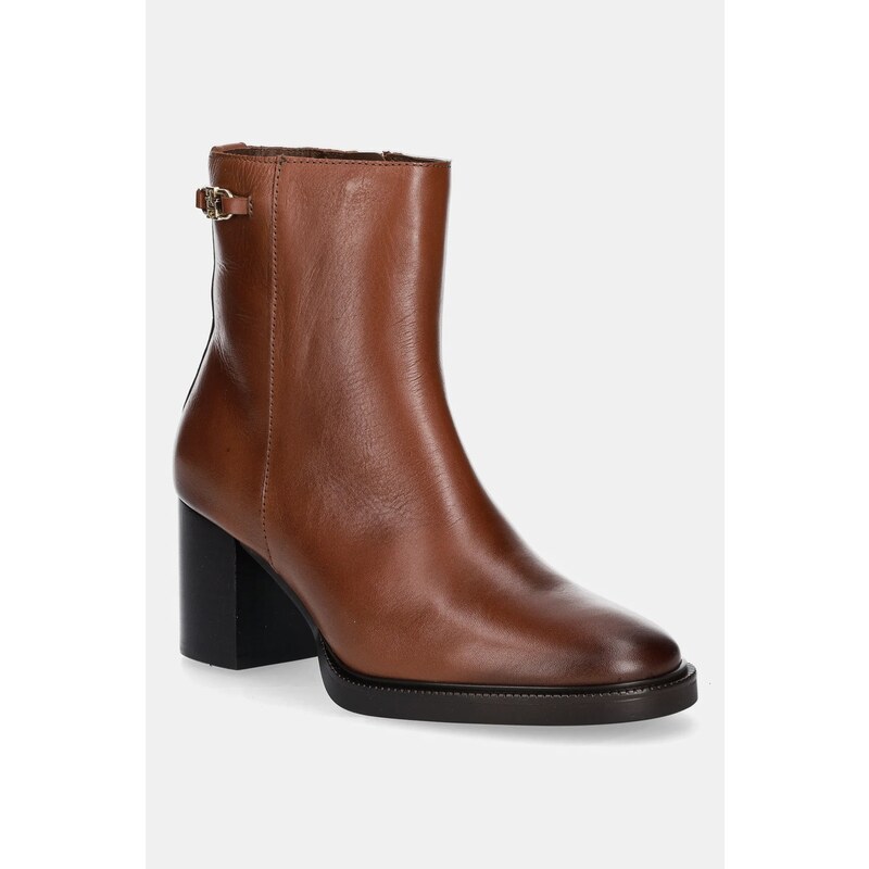 Kožené členkové topánky Tommy Hilfiger STACKED HEEL LEATHER ANKLE BOOT 64915369