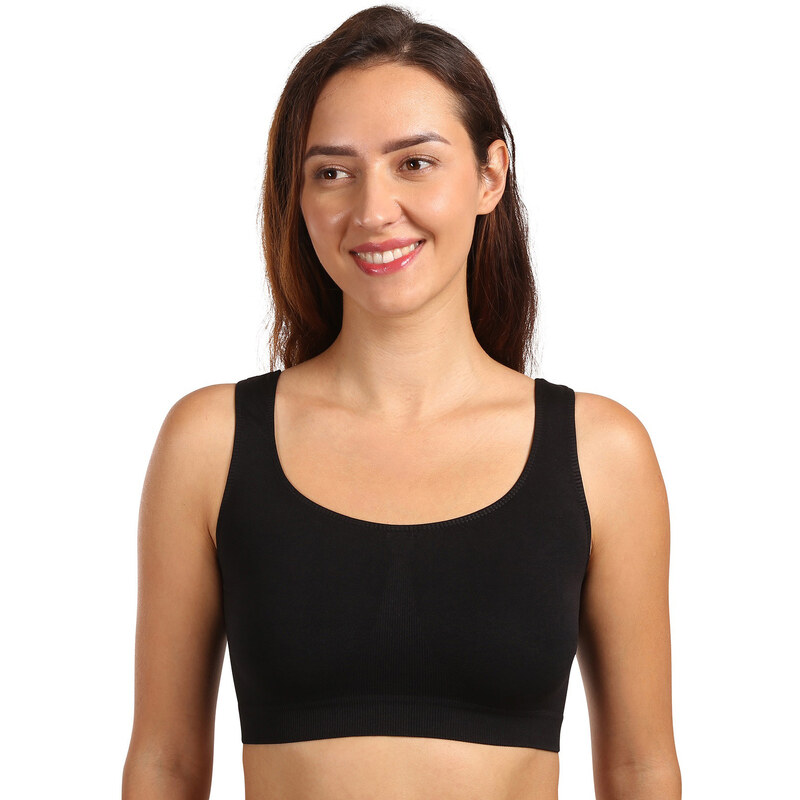 Dámska podprsenka Moravec bezšvová čierná (Sport top) S/ 64940979