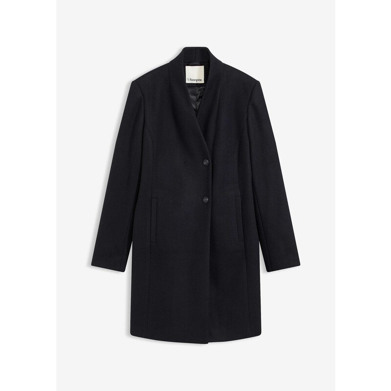 bonprix Krátky kabát vo vlnenom vzhľade, farba čierna 58271920
