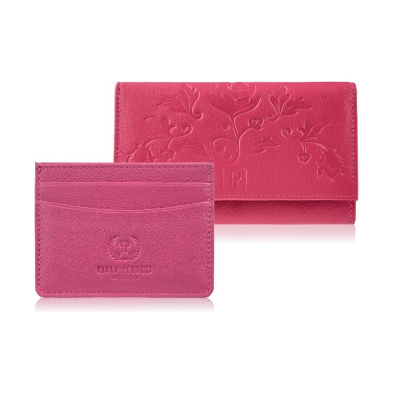 Paolo Peruzzi Darčeková sada – dámska kožená peňaženka s kvetinovým 64921754