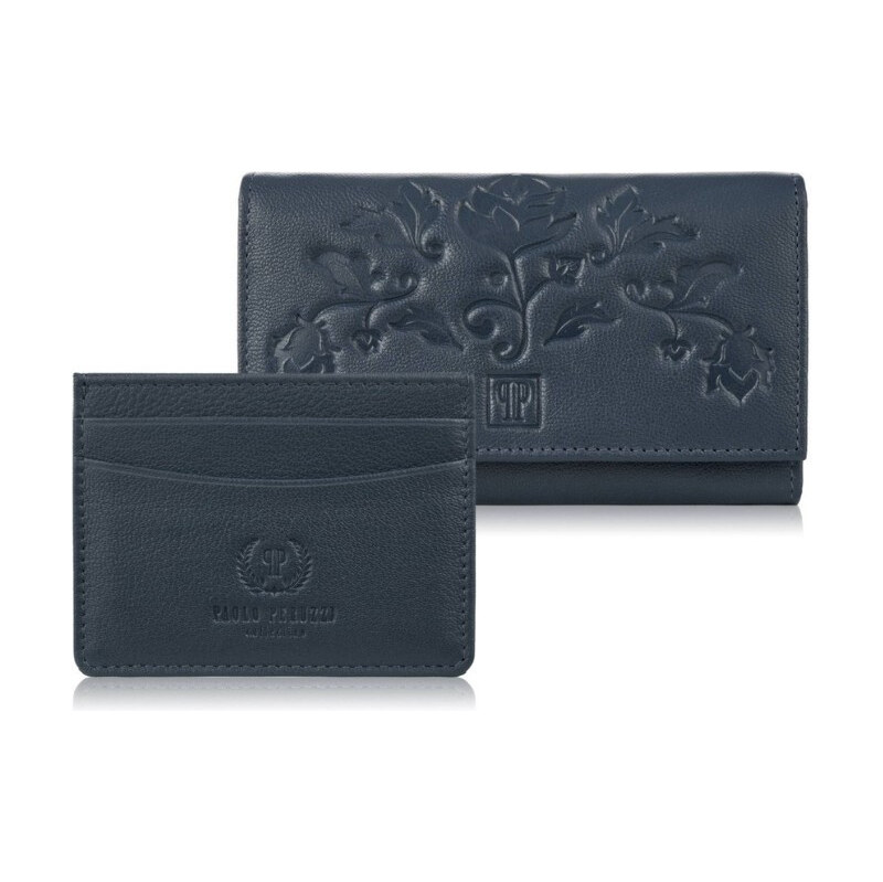 Paolo Peruzzi Darčeková sada – dámska kožená peňaženka s kvetinovým 64921756