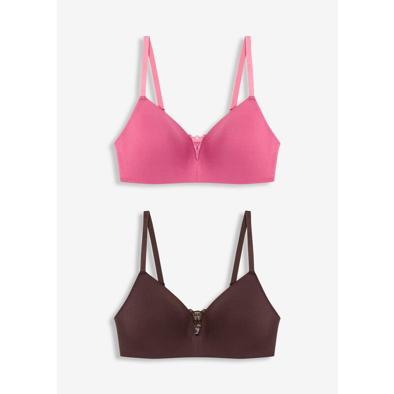 bonprix Vystužená podprsenka bez kostíc s bavlnou (2 ks v balení), 64921813