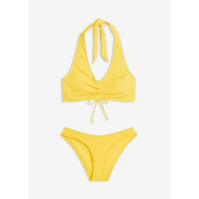 bonprix Bikiny Neckholder (2-dielne), s riasením, farba žltá 64921817