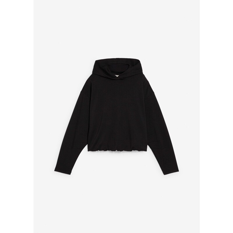 bonprix Mikina s kapucňou, z ľahkého viskózového mixu, farba čierna 64921893