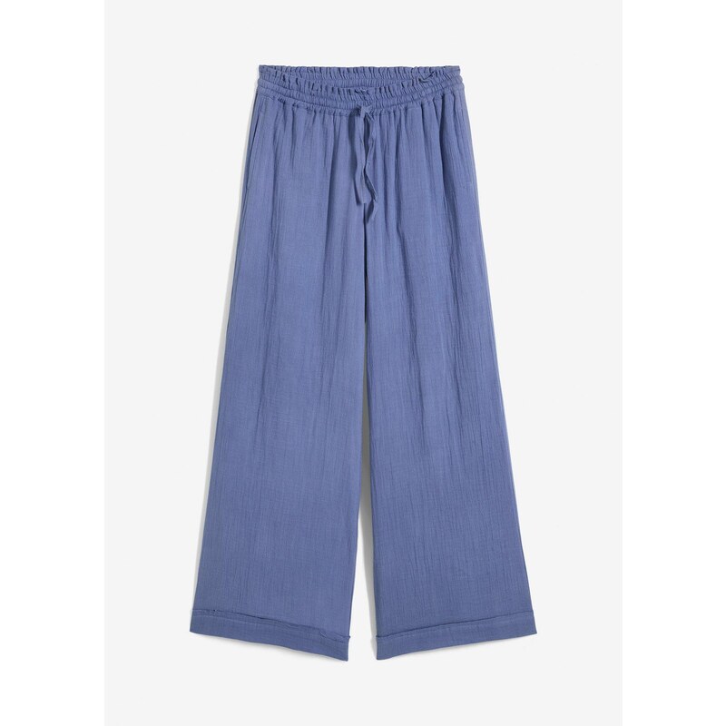 bonprix Voľné nohavice zo vzdušného mušelínu, farba modrá 64921903