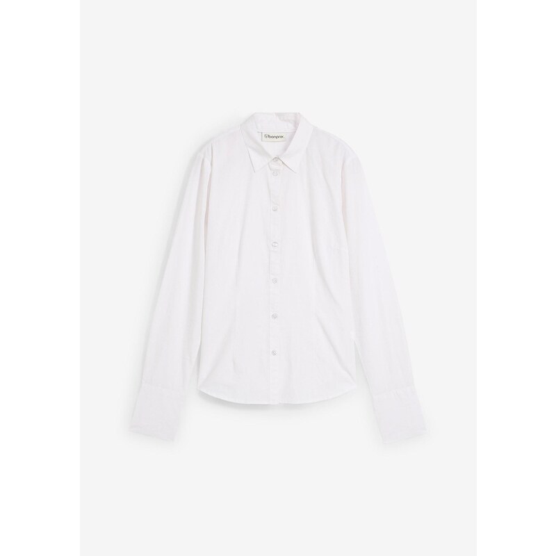 bonprix Košeľová blúzka s hodvábnym podielom, farba biela 64921932