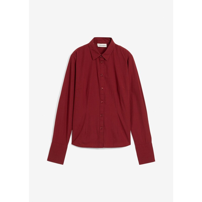 bonprix Košeľová blúzka s hodvábnym podielom, farba červená 64921933