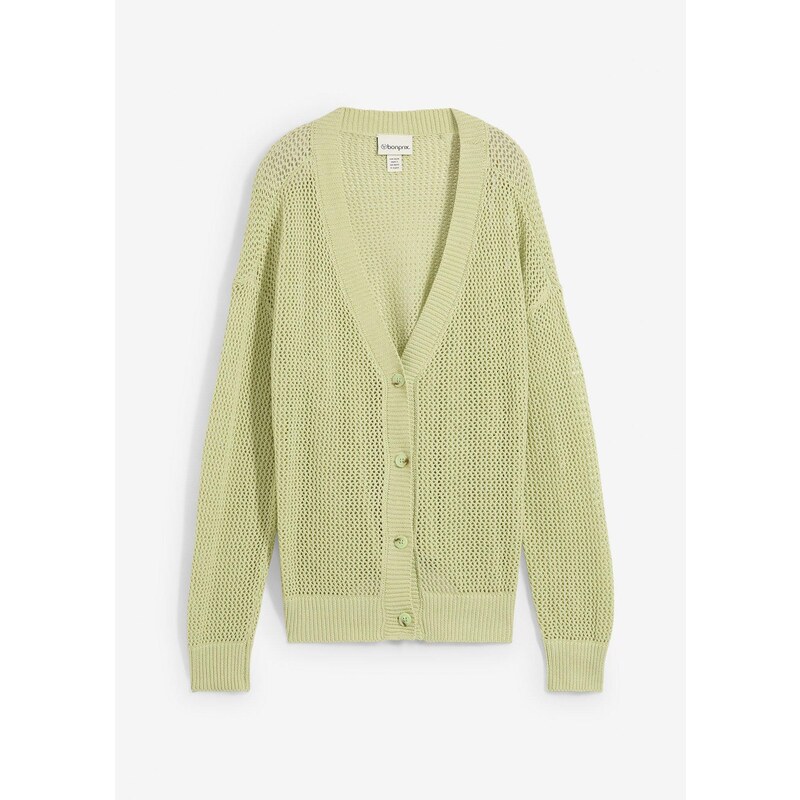 bonprix Ažúrový pletený sveter, farba zelená 64921975