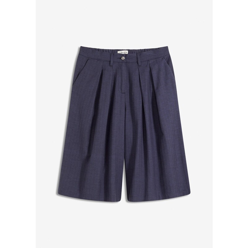 bonprix Bermudy so záhybmi na páse, farba čierna 64921981