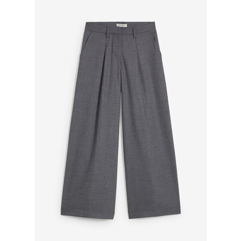 bonprix Nohavice so záhybmi na páse, farba šedá 64921994