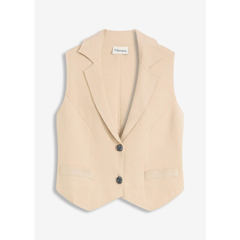bonprix Pletená vesta, farba béžová 64921999