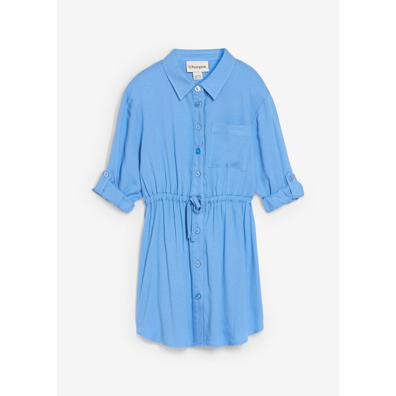 bonprix Blúzkové šaty z padavej viskózy, farba modrá 64922042