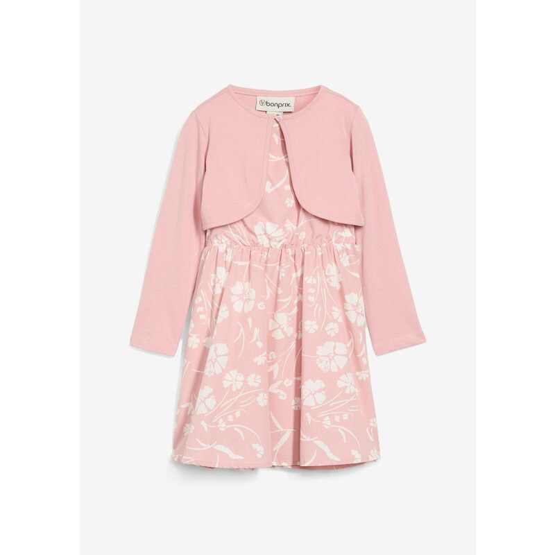 bonprix Šaty a bolero z čistej bavlny (2-dielna sada), farba ružová 64922038