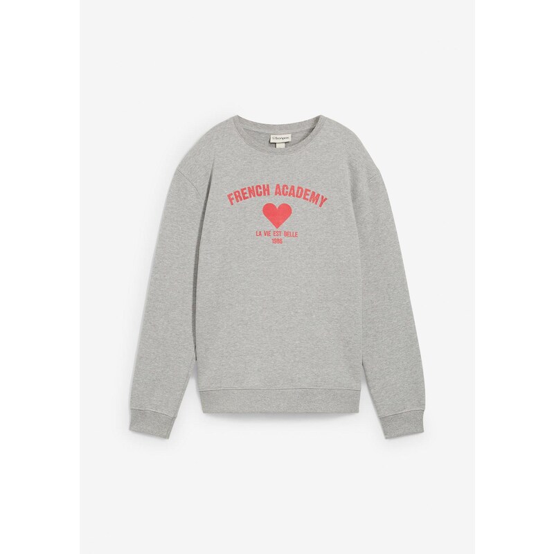 bonprix Mikina z mäkkého mixu bio bavlny, farba šedá 64922051