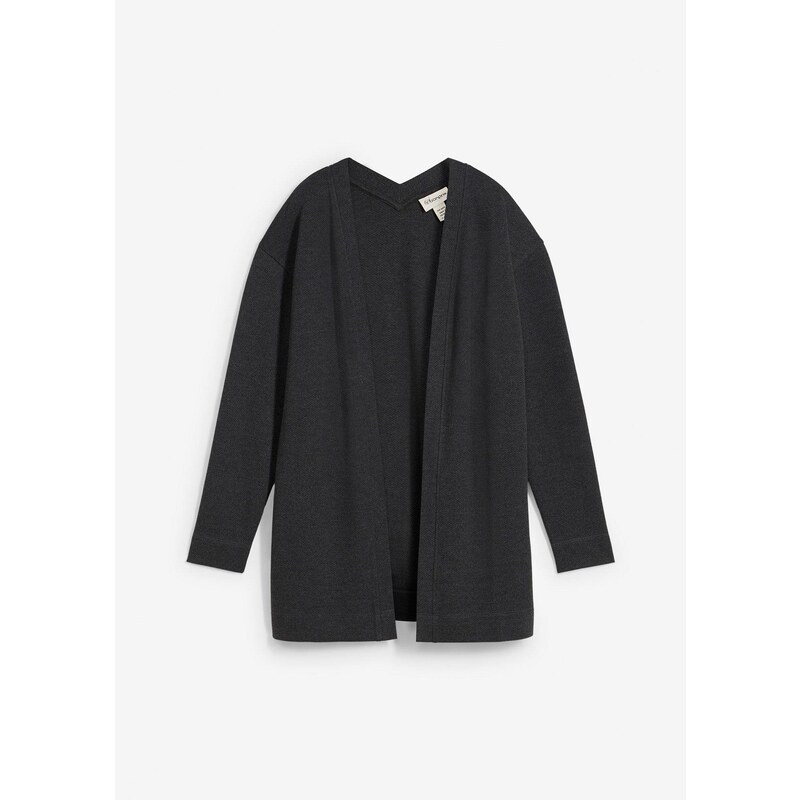 bonprix Dlhá mikinová bunda z mäkkého bavlneného mixu, farba šedá 64922044