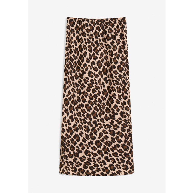 bonprix Midi sukňa z padavého saténu, farba hnedá 64922109