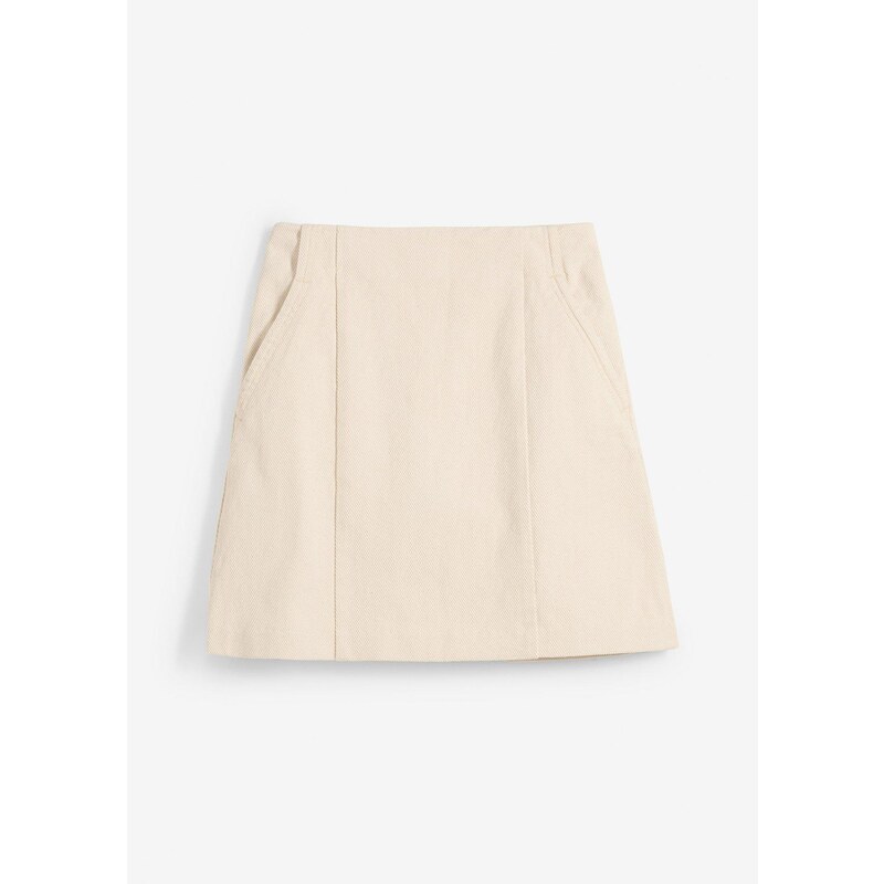 bonprix Twillová sukňa z čistej bavlny, farba béžová 64922131