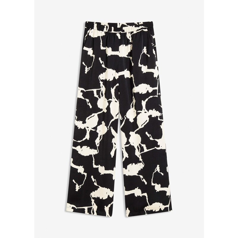 bonprix Palazzo nohavice z padavého saténu, farba čierna 64922124