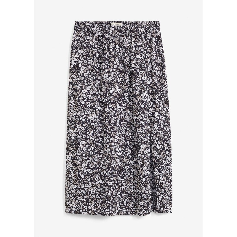 bonprix Midi sukňa z viskózy, farba čierna 64922170