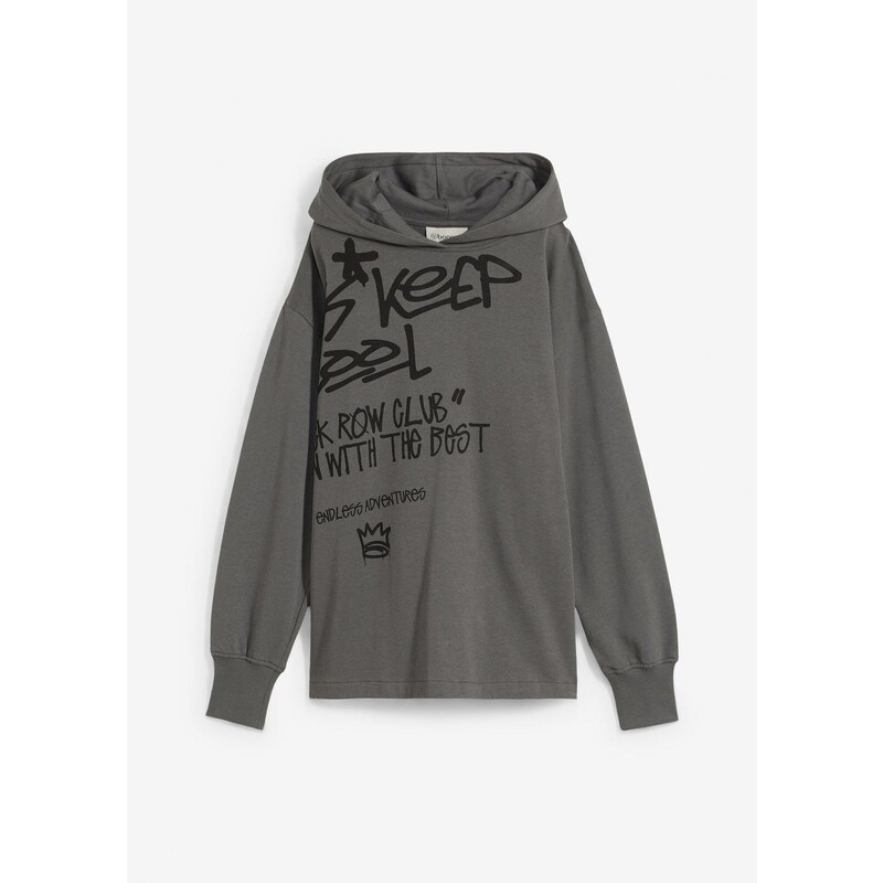 bonprix Mikina s graffiti potlačou, z čistej bio bavlny, farba šedá 64922204