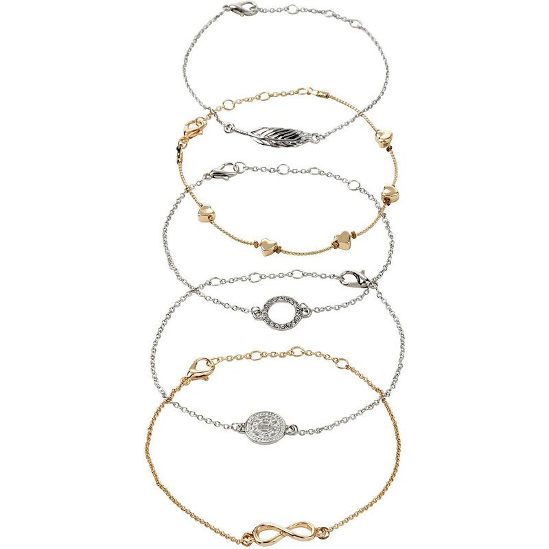 bonprix Náramková sada 5-dielna, farba strieborná 44741728