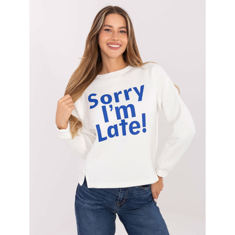 BASIC Smotanová dámska mikina s nápisom EM-BL-624.90P-ecru 25879239