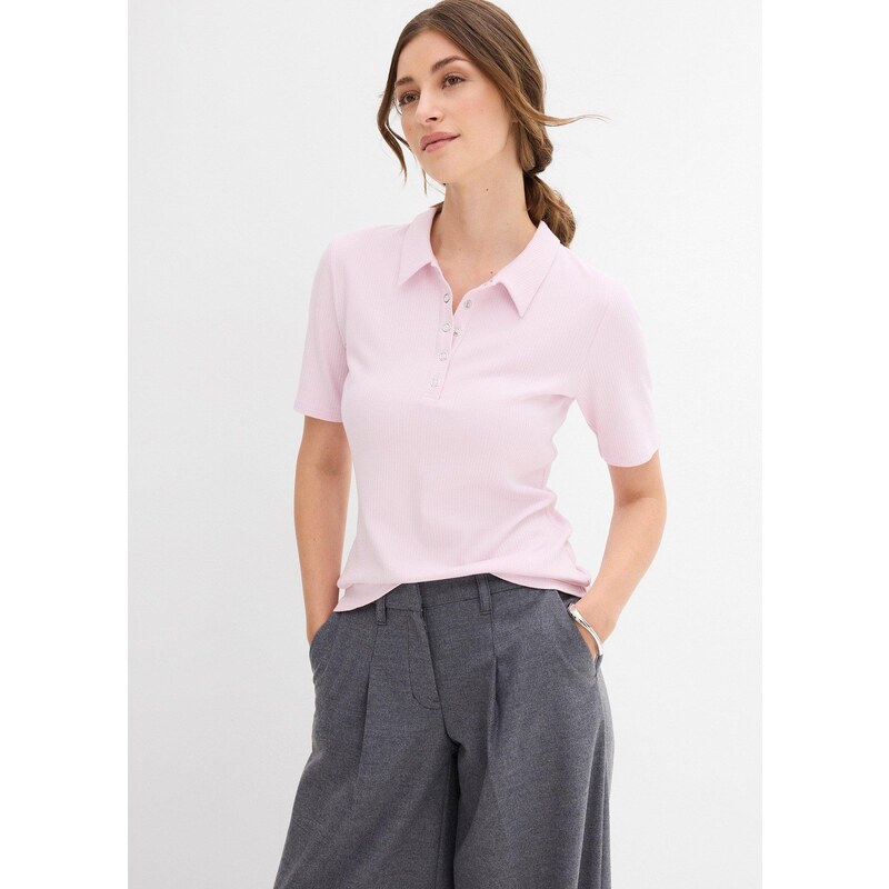 bonprix Polo tričko z viskózového mixu, farba fialová 64921885